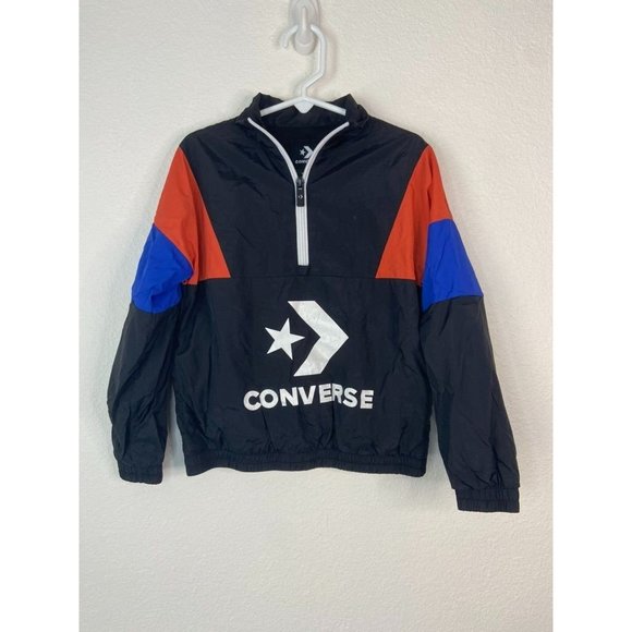 Converse Other - Converse‎ youth boys 4 black color block 1/4 zip pullover windbreaker jacket